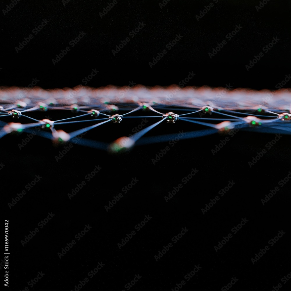 Poster futuristic network mesh global connection digital nodes abstract technology
