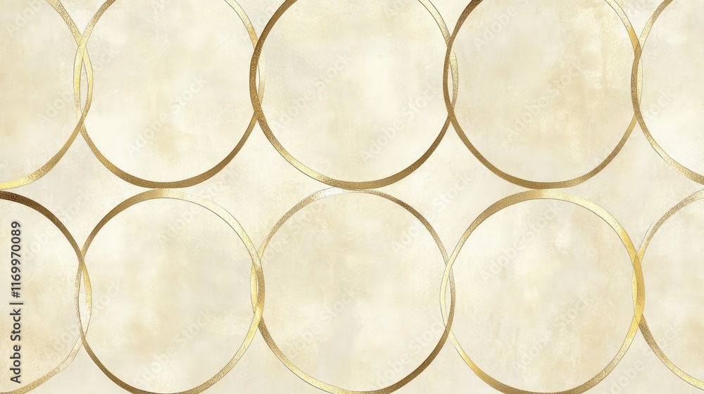Aufkleber metallic gold circular patterns over a soft cream background, adding a subtle touch of luxury. no te