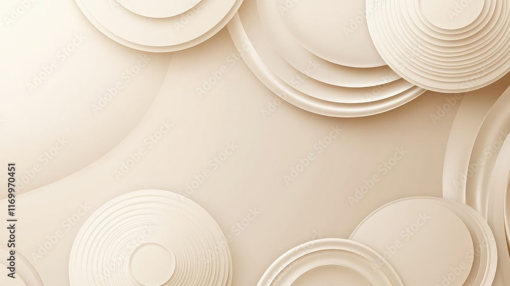 Poster minimalist background with soft gradients and layered circles in neutral beige tones for a modern to