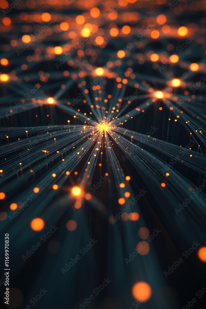 Poster high-tech digital circuitry with data flowing.