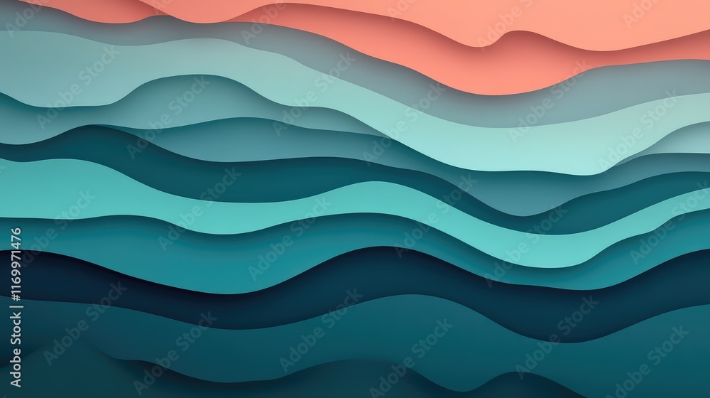Aufkleber smooth abstract gradient background in teal and coral shades, blending into a soft transition. no te