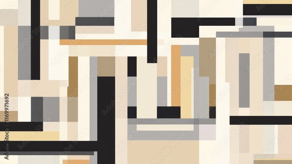 Poster soft geometric design with overlapping rectangles in muted tones of beige and gray for a modern look