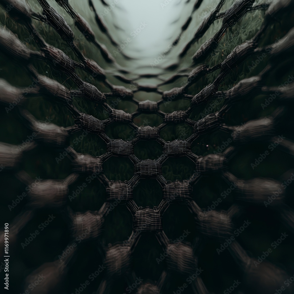Poster abstract dark hexagon network mesh futuristic grid technology background 3d render