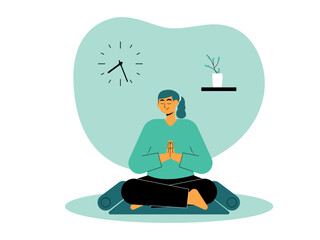 Man doing meditation. Meditation illustration. Flat vector illustration.