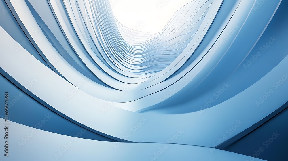 Poster blue futuristic abstract background with sleek tech-inspired wavy lines, creating a minimalistic dig