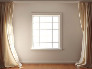Fototapeta premium Close up of a window with white curtains, providing a blank space for adding text and design, copy space, home decor