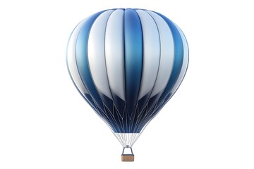 Fototapeta premium A blue and white hot air balloon ready for flight, symbolizing adventure and leisure.