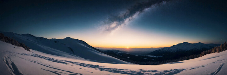 Obraz premium Horizontal banner - mountain landscape in winter