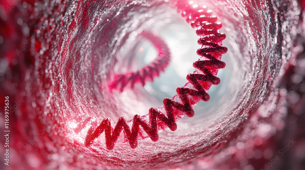 Poster abstract spiral pattern in red fluid representing energy flow and dynamic movement