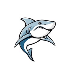 Obraz premium Cartoon Great White Shark Leaping Underwater