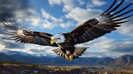 Obraz premium Eagle soaring over majestic mountains nature photography wildlife