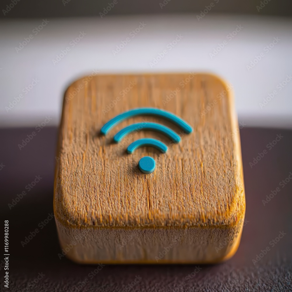 Poster wireless network connection wooden wifi symbol internet access 3d render