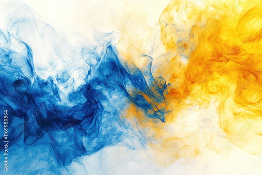 Poster this image features a vibrant and dynamic splatter design with blue and yellow paint, mimicking the 