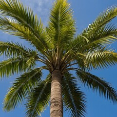 Fototapeta premium Bangalow Palm Swaying Gracefully in a Vibrant Tropical Haven