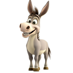Charming Cartoon Donkey with a Big Smile and Expressive Eyes in a Whimsical Animated Style Illustration