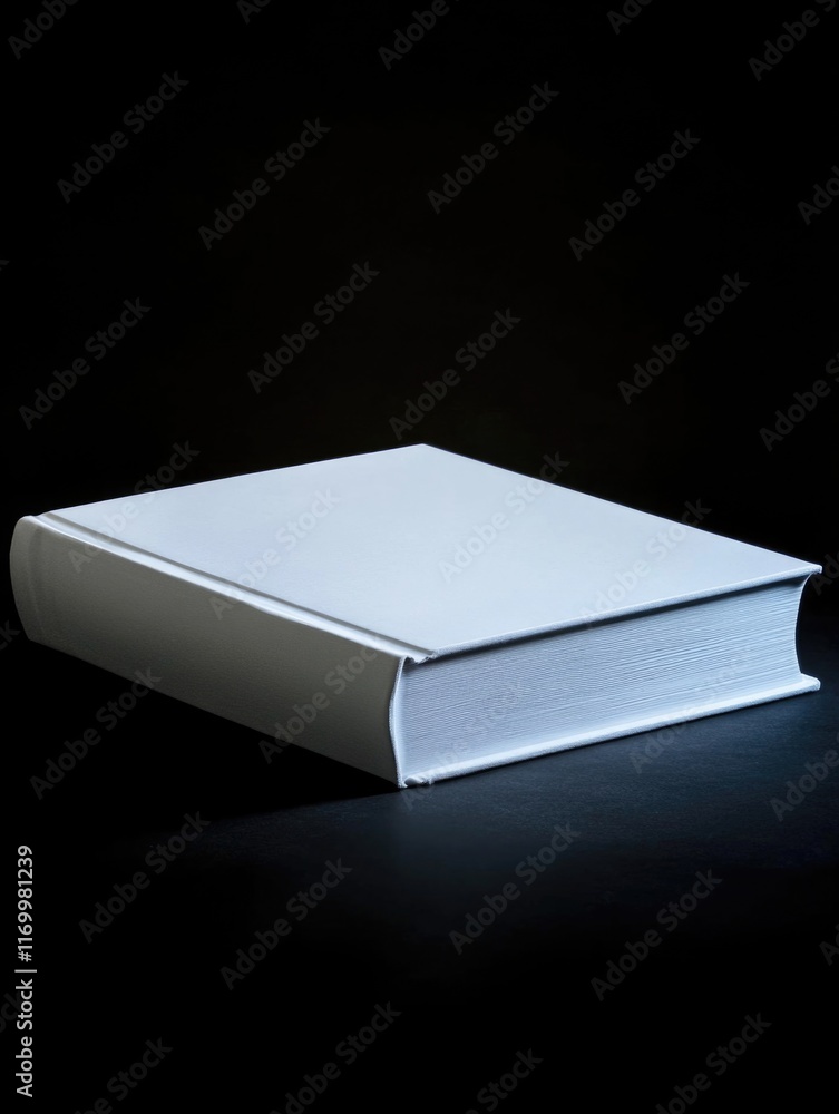 Poster sleek and stylish modern white book with clean lines and textured pages. perfect for a minimalist re