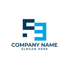 "F" and "E" combined in a unique geometric design. Blue color conveys trust and technology. Suitable for tech companies and businesses seeking a strong and professional brand identity.