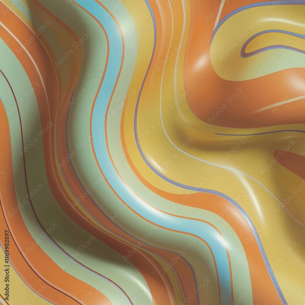 Poster Abstract Wavy Lines  Colorful Swirls  Fluid Background  Modern Art  Design Texture