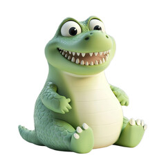 Charming Cartoon Crocodile Illustration: A Playful Green Reptile Bursting with Joy and Friendly Charm
