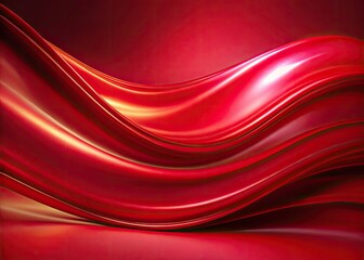 Obraz premium Crimson digital curves glow in low light, a gradient backdrop blurring abstract forms.