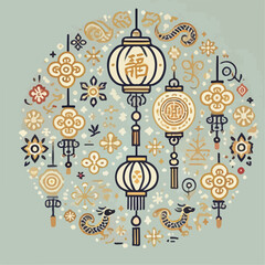 vector illustration of chinese new year lights