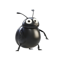 Charming Black Cartoon Ladybug with Playful Expression and Whimsical Design