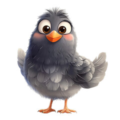 Fototapeta premium Adorable Cartoon Bird Character with Fluffy Feathers and Playful Expression for Kids Animation