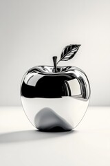 A shiny, metallic apple with a modern design.