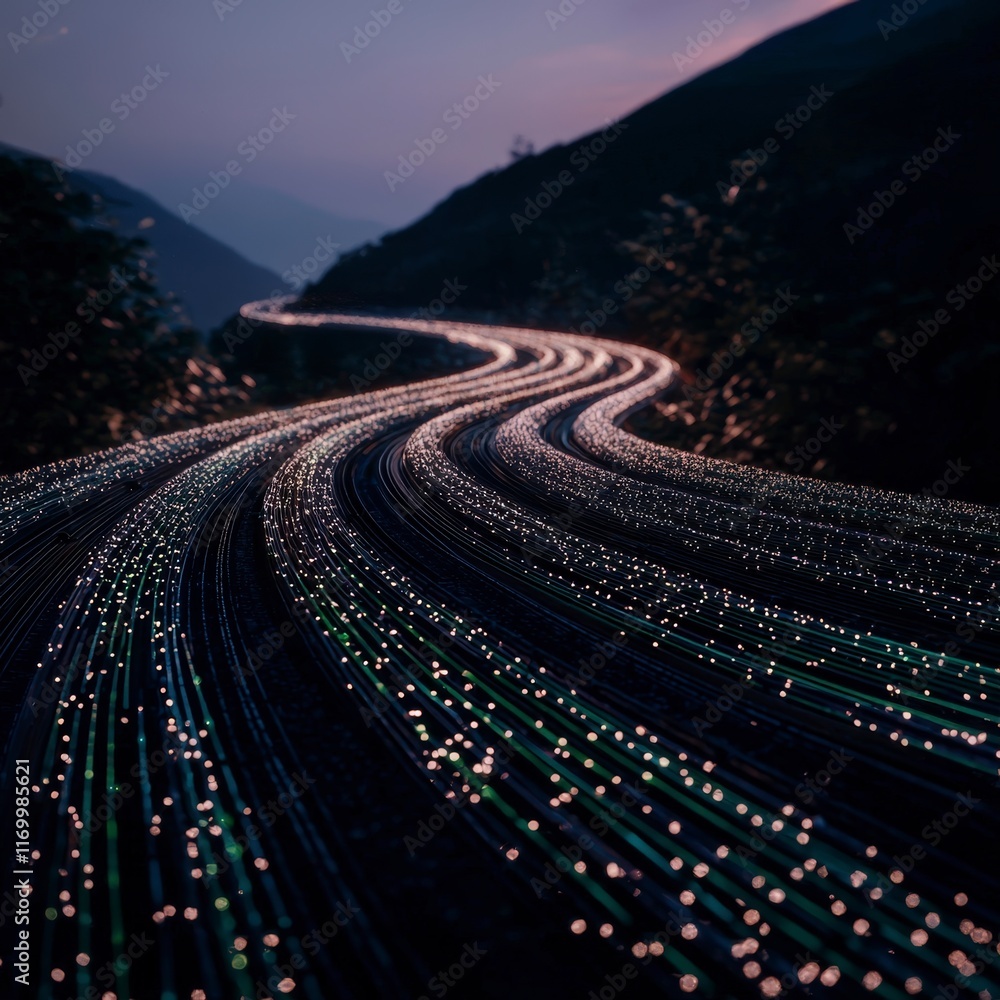 Poster futuristic digital highway network data flow technology connectivity abstract