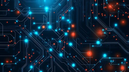 Obraz premium Glowing Microchips on High-tech Circuit Board