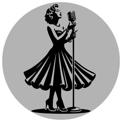 Vintage Female Jazz Singer Illustration.