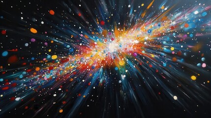 Obraz premium Cosmic explosion of colors abstract space digital art vibrant universe aerial perspective