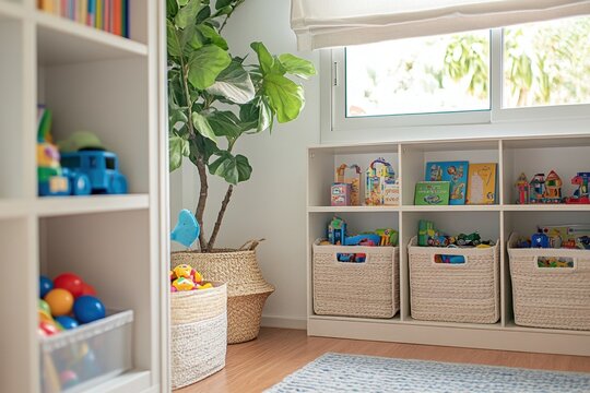 Creative toy storage solutions for a child's room modern home interior design cozy environment inviting viewpoint enhancing organization and playfulness