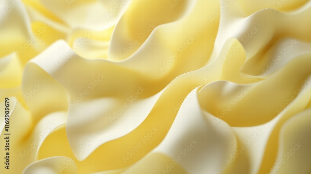 Poster abstract yellow background design with 3d rendering of soft flowing paper waves for creative and art