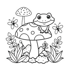 Frog and flower coloring pages for kids book