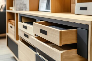 Modern storage unit with multiple drawers for efficient organization in stylish home office environment creative design for optimal space utilization