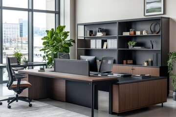 Modern office storage solutions in a contemporary workspace a sleek environment for productivity and organization