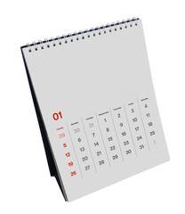 White paper desk calendar flipping page on transparent background png