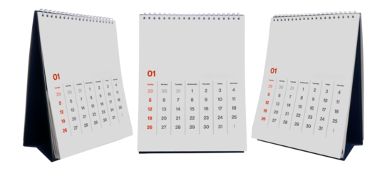 set desk spiral calendar on transparent background png