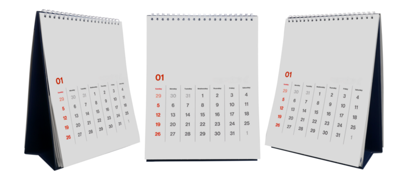 set desk spiral calendar on transparent background png - Powered by Adobe