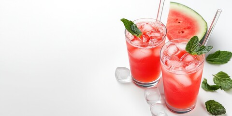 Cold drinks with lemon and mint, refreshing summer refreshment