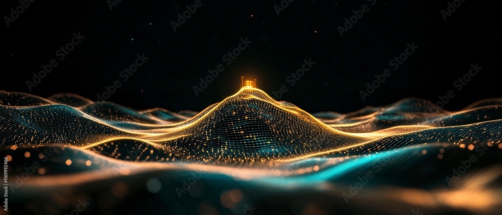 Poster futuristic data wave ai big data technology abstract background