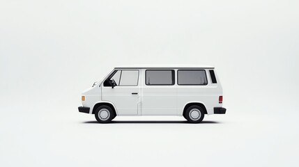 Fototapeta premium A white van ,Full depth of field, isolated on white background