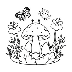 Frog and flower coloring pages for kids book