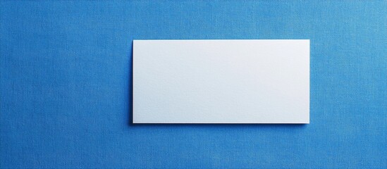 Blank white card on blue background.