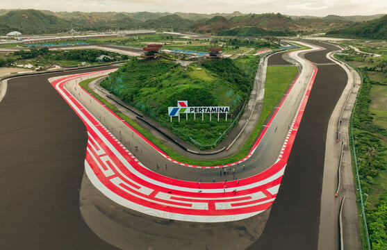beautiful green hills aerial view Pertamina Mandalika International Circuit in Lombok, Indonesia. Lombok, Mandalika 29 december 2024
