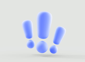 3D Exclamation mark signs. Surprise mark Warning point. 3d rendering illustration