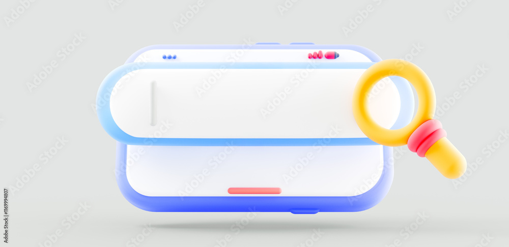 Poster 3d smartphone search bar background. mobile phone with search bar . web interface, mobile applicatio