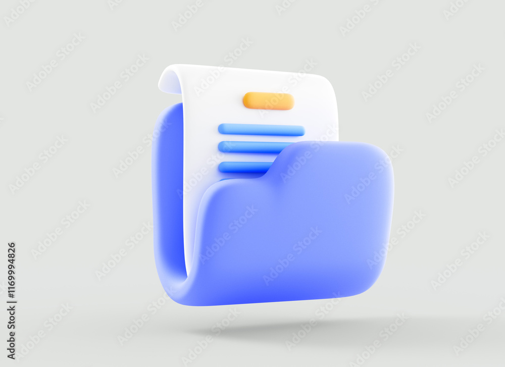 Aufkleber 3d folder and files for management. document folder icon, minimal folder with files icon. 3d render 