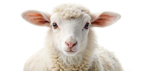 Fototapeta premium A pristine young lamb, its fleece a cloud of white.
